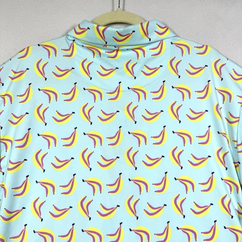 Bad Birdie Polo Shirt Men 3XL Banana Print Performance Stretch Golf Short Sleeve - Picture 6 of 10
